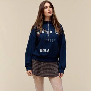 NWT DAYDREAMER HALF ZIP DOODLES SWEATSHIRT, NAVY, VARIOUS SIZES